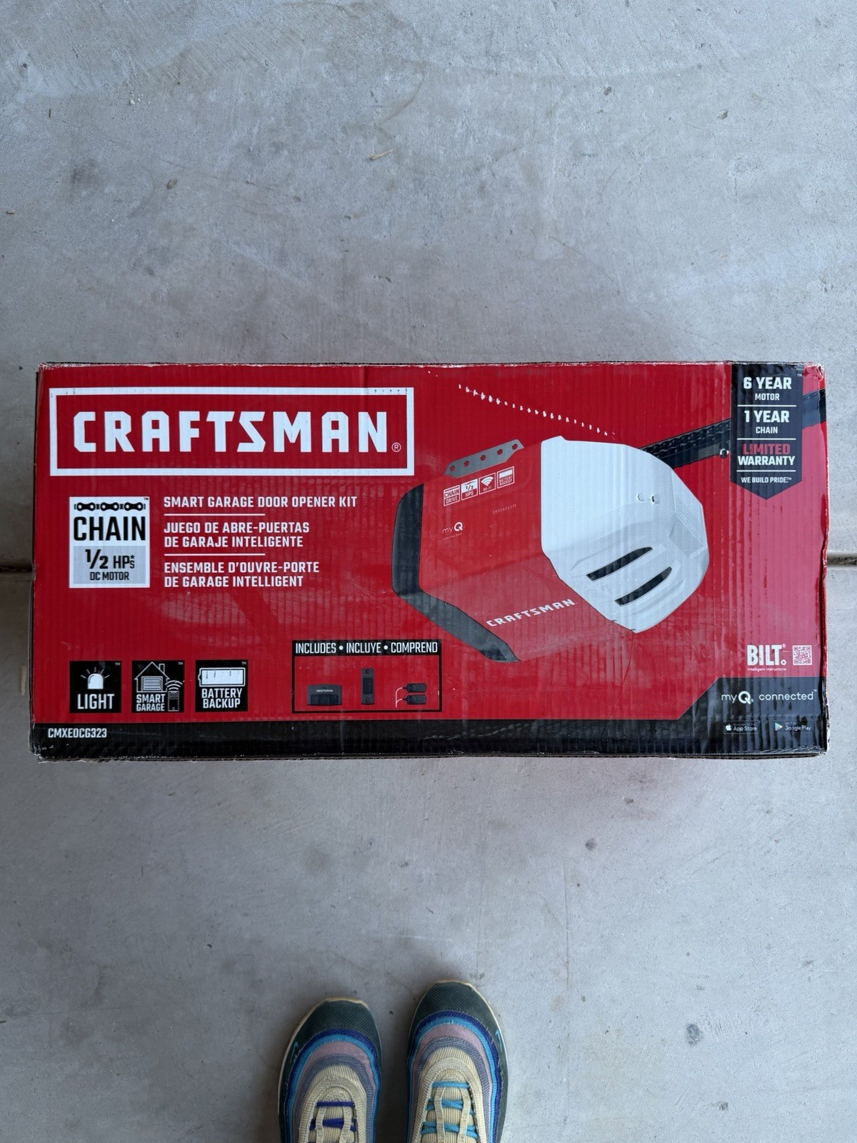 Craftsman 1/2 HP Chain Drive MyQ Wifi Smart Garage Door Opener Battery Back-Up