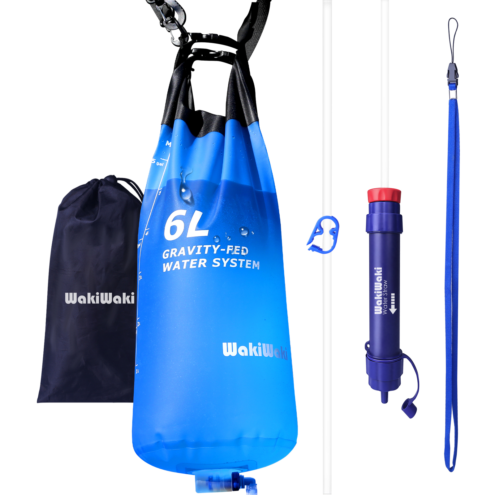 6L Gravity Water Filter Straw,Survival Camping Water Filtration Purifier System