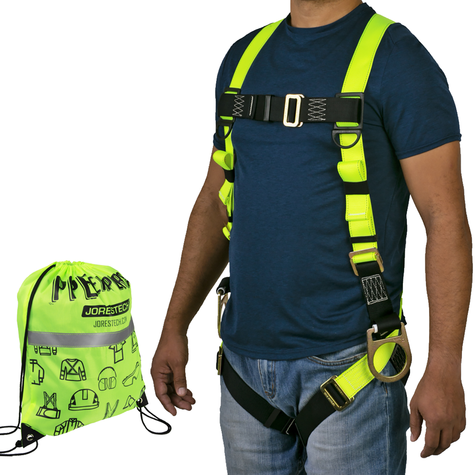 Safety Harness 3D Ring Fall Protection Full Body ANSI OSHA UL JORESTECH