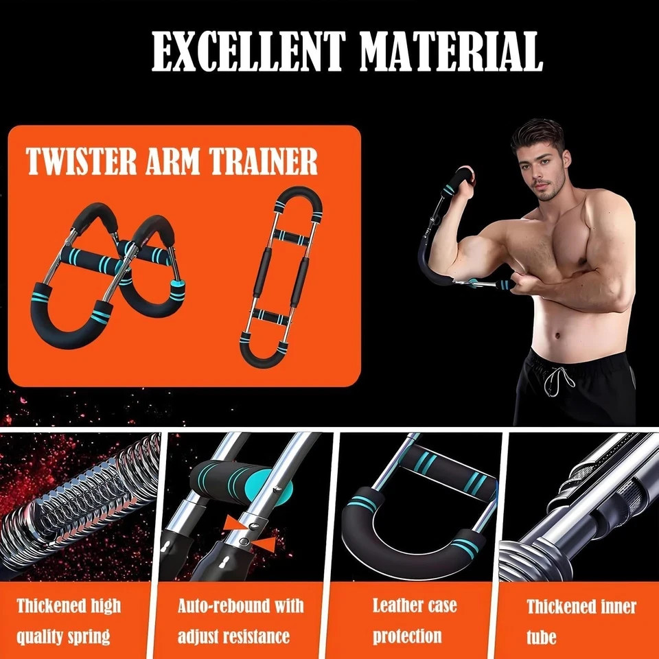 Twister Arm Trainer,60-100 Lbs Adjustable Arm Trainer for Men with Chest Clip Mu