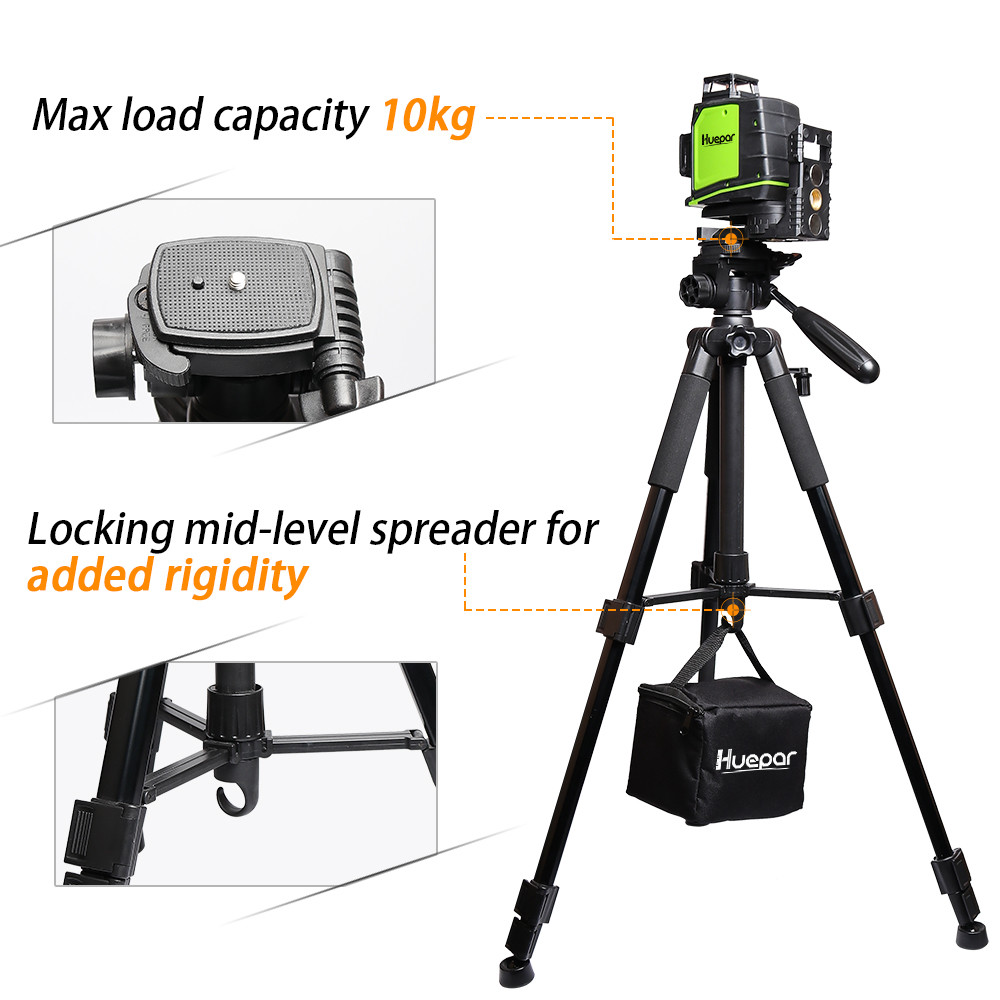 Huepar Multi function Travel Camera Tripod 143cm Adjustable Laser Level Tripod