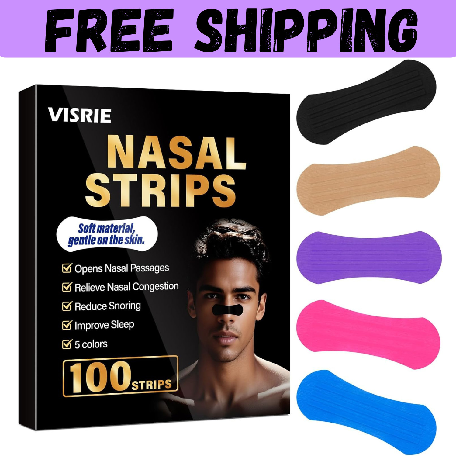 100 Count Extra Strength Nasal Strips - Snoring Relief & Enhanced Breathing