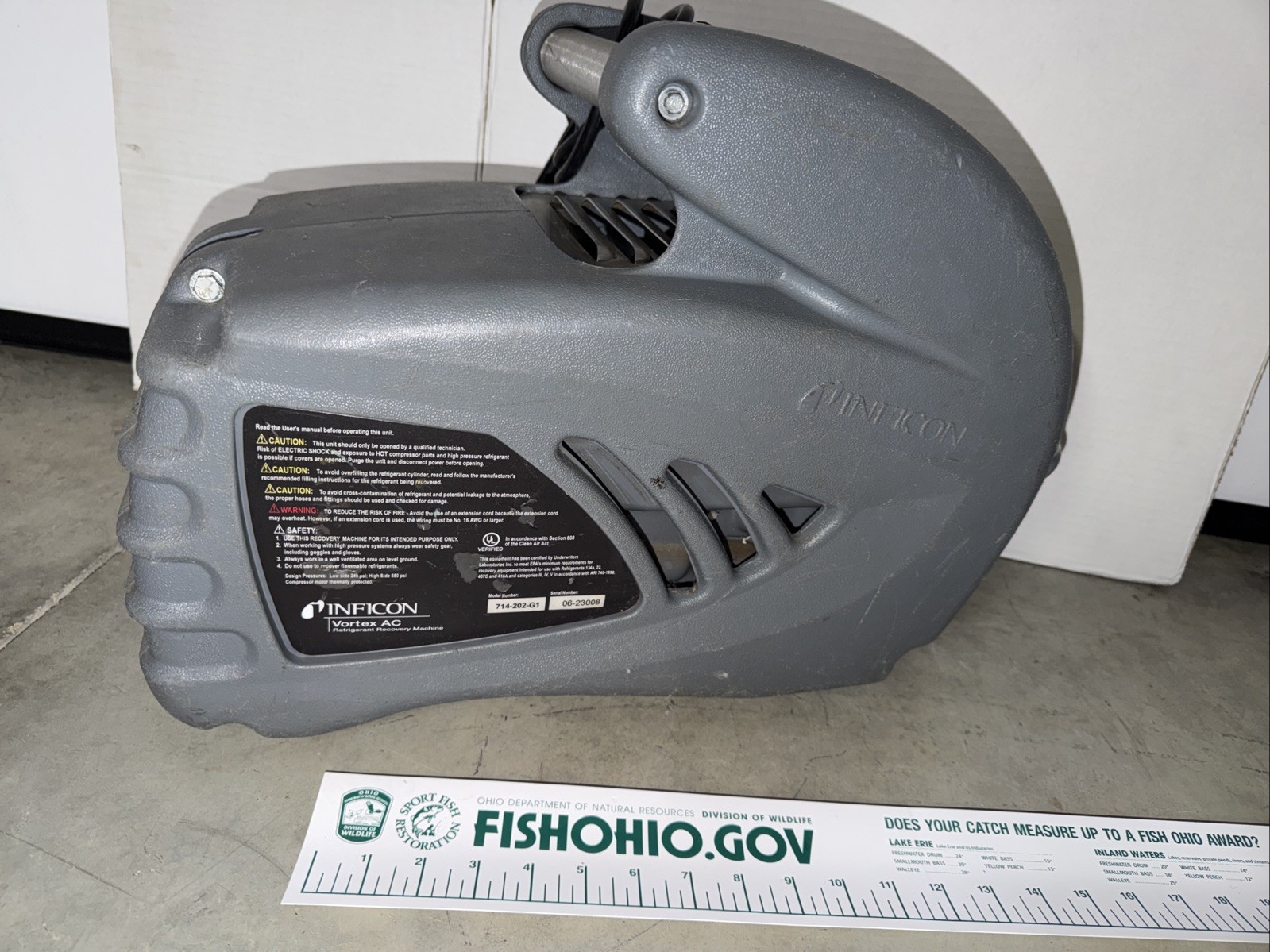 INFICON 714-202-G1 VORTEX REFRIGERANT RECOVERY MACHINE