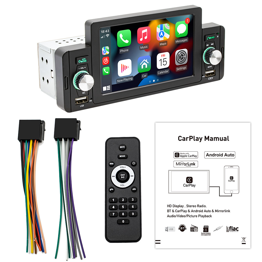 Single Din Car Stereo Radio Bluetooth MP5 Player For Apple Carplay Android Auto
