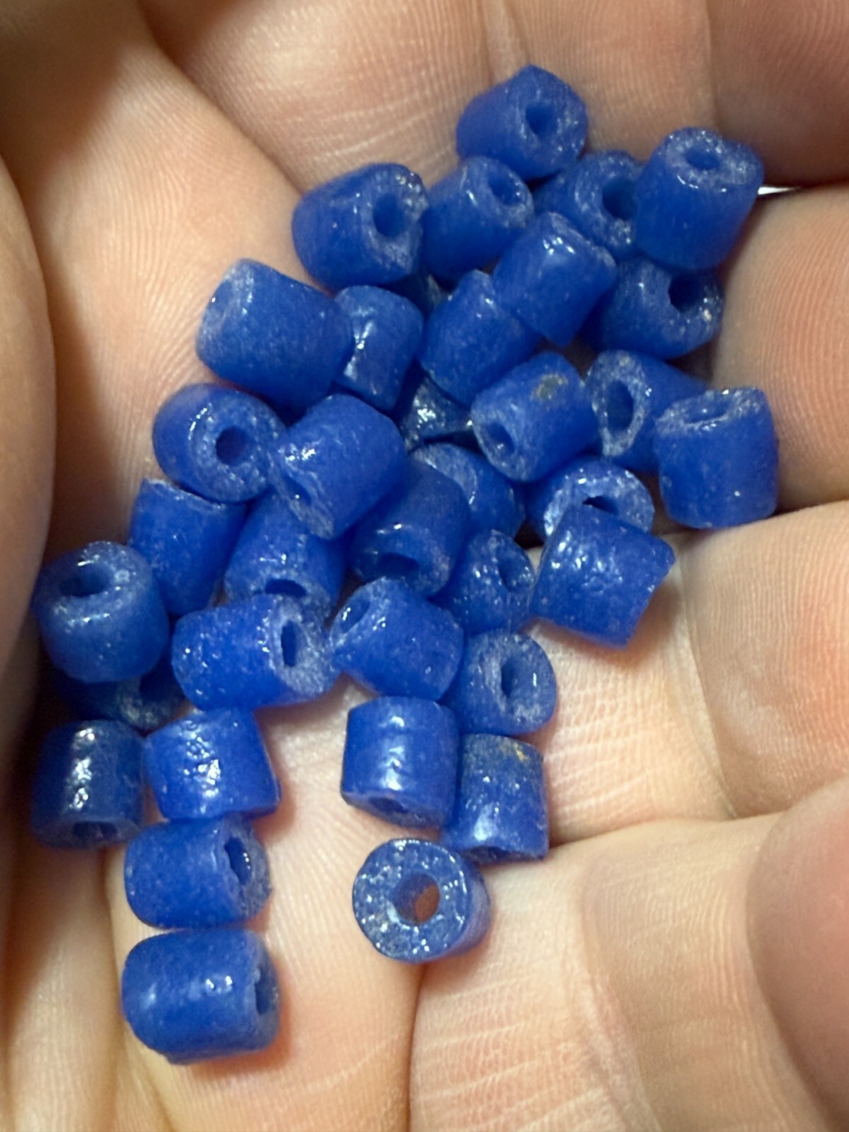 (10) Antique Hudson Bay Company Cobalt Drawn Trade Beads 1700's