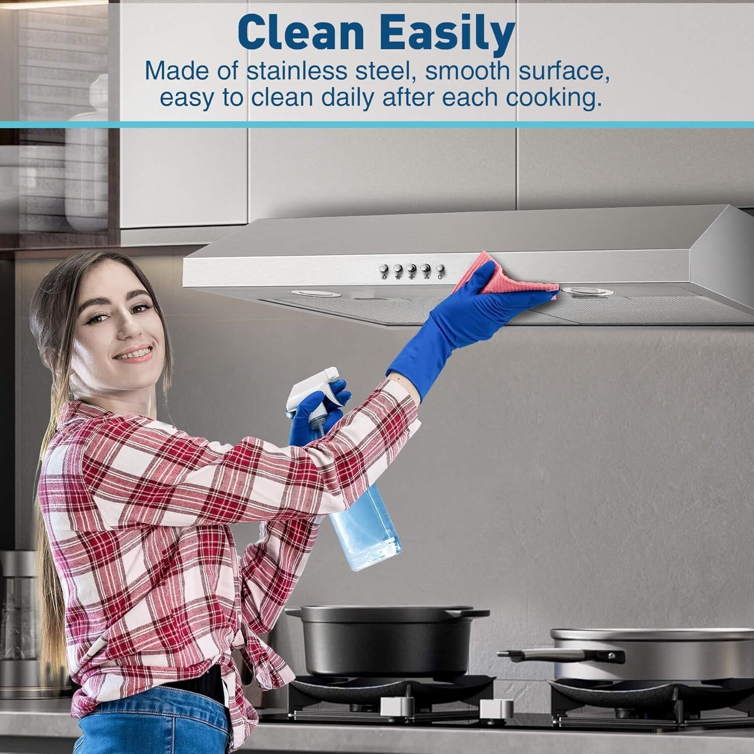 SNDOAS 30 inch Kitchen Under Cabinet Range Hood 600CFM Stainless Steel 3-Speed