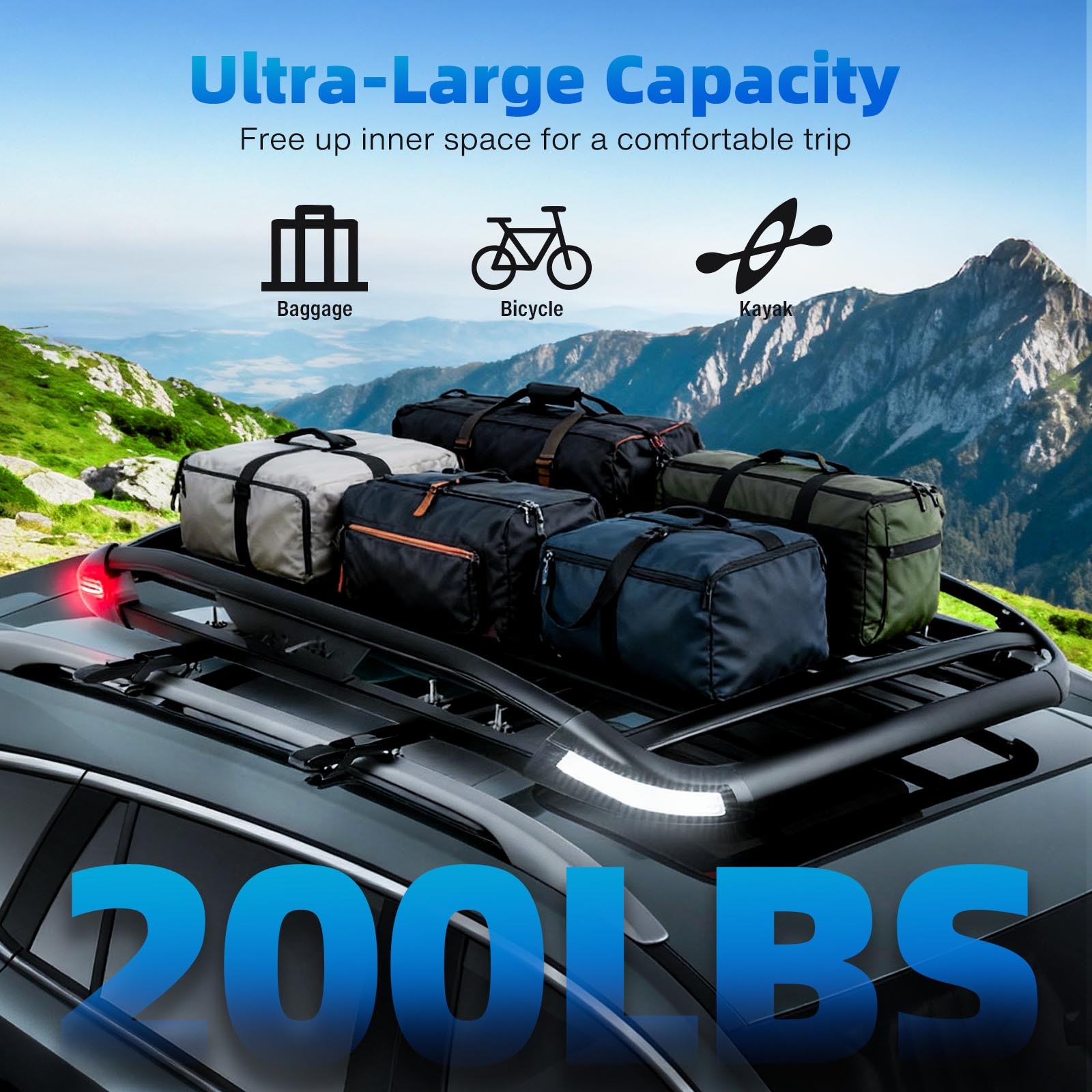 For Subaru Legacy Aluminum Top Roof Rack Cargo Carrier Basket Holder LED Lights