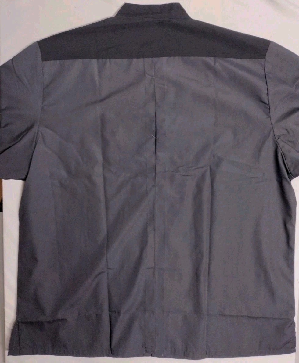 Happy Chef Black Grey 2XL Double Breasted Chefs Coat NWT snap button