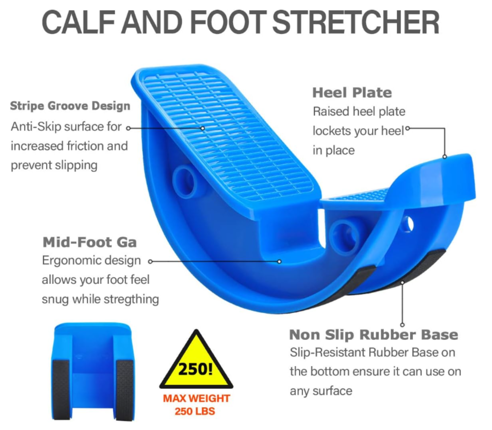 Foot Rocker Calf Stretcher for Plantar Fasciitis & Achilles Tendonitis Relief