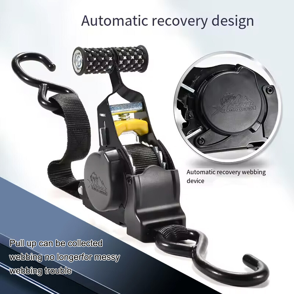 4 Pack Retractable Ratchet Tie-Down Straps 1500LBS Heavy-Duty for Boat, ATV, UTV