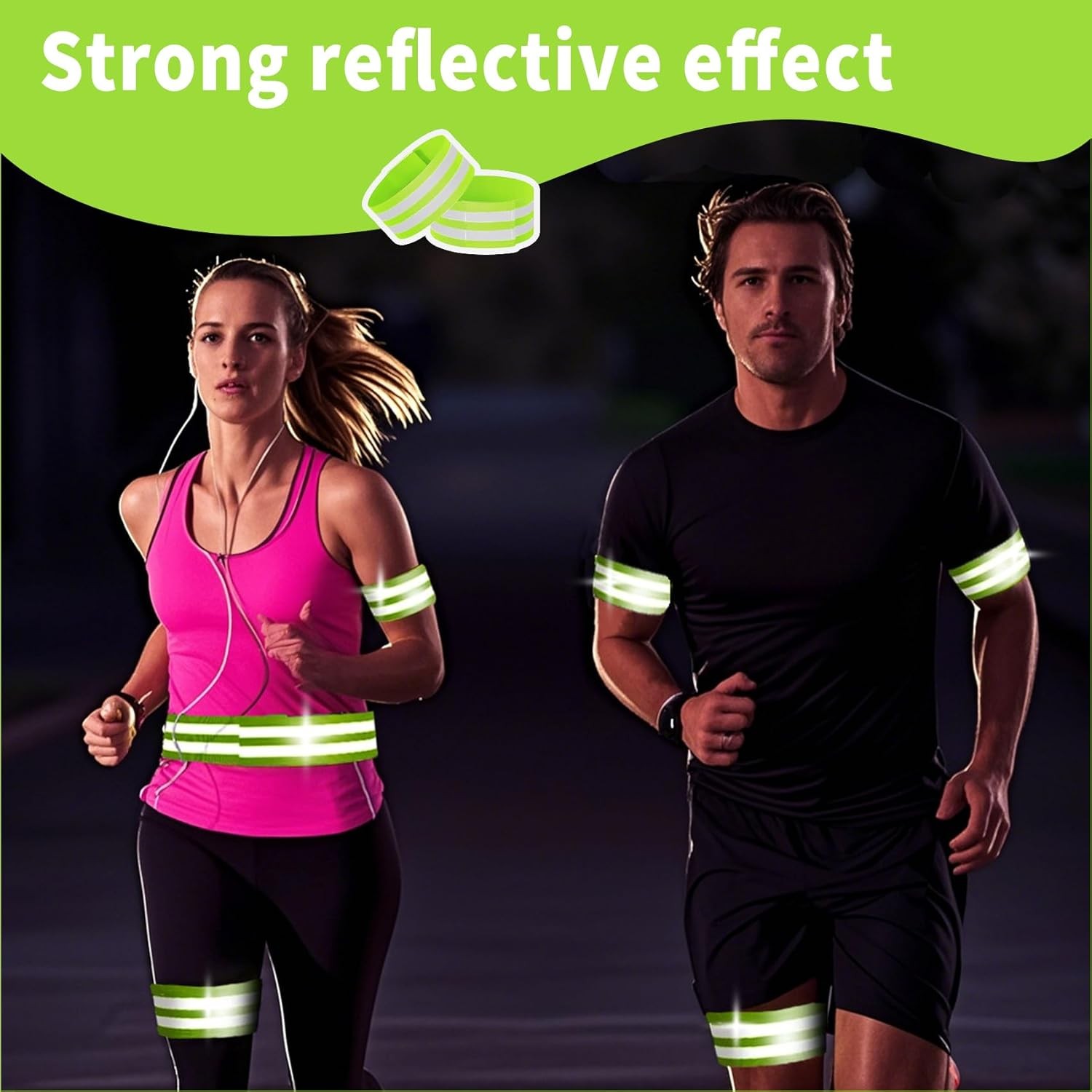4 Pack of High Visibility Reflective Bands Wristbands for Cycling Running Arm...