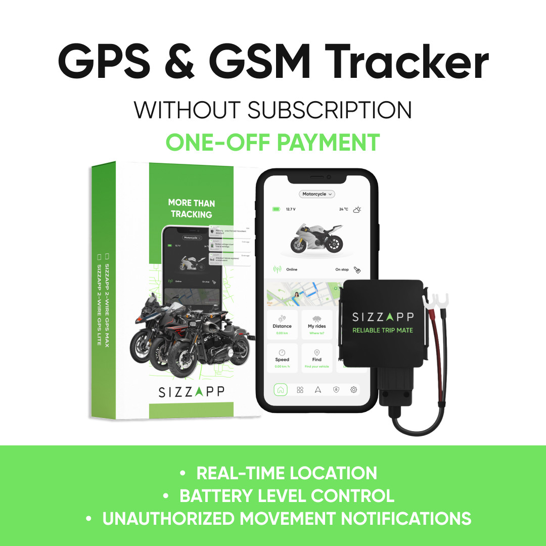 SIZZAPP Real-time GPS tracker for motorbikes WITHOUT SUBSCRIPTION