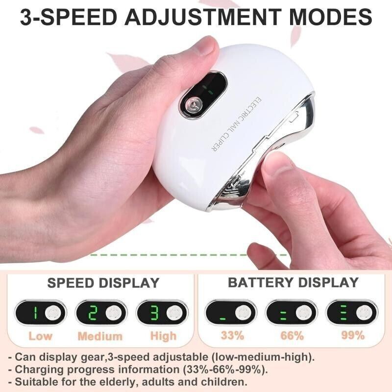 Electric Toe Nail Clippers Light Portable Trimmer Nails Cutter USB Rechargeable