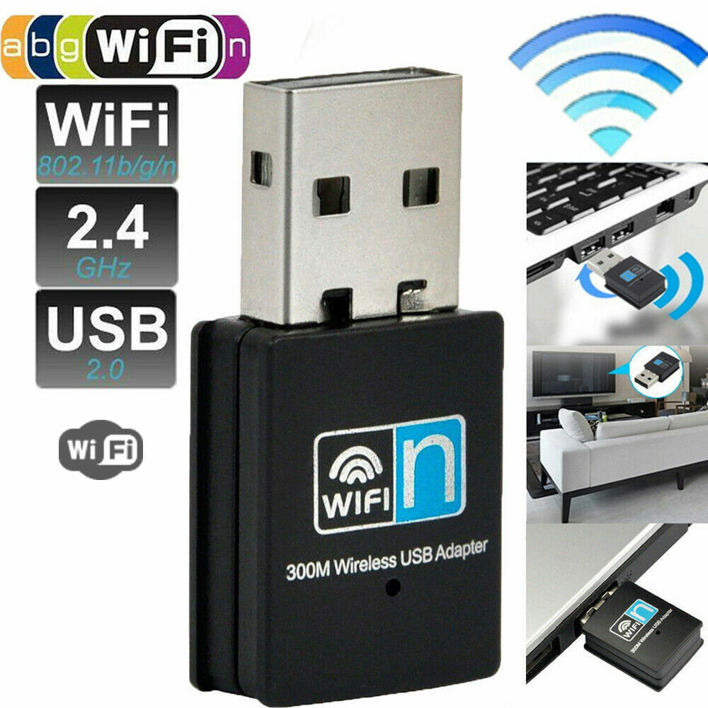 300Mbps USB Wifi Adapter Dongle Wireless Lan Internet for Desktop PC Laptop