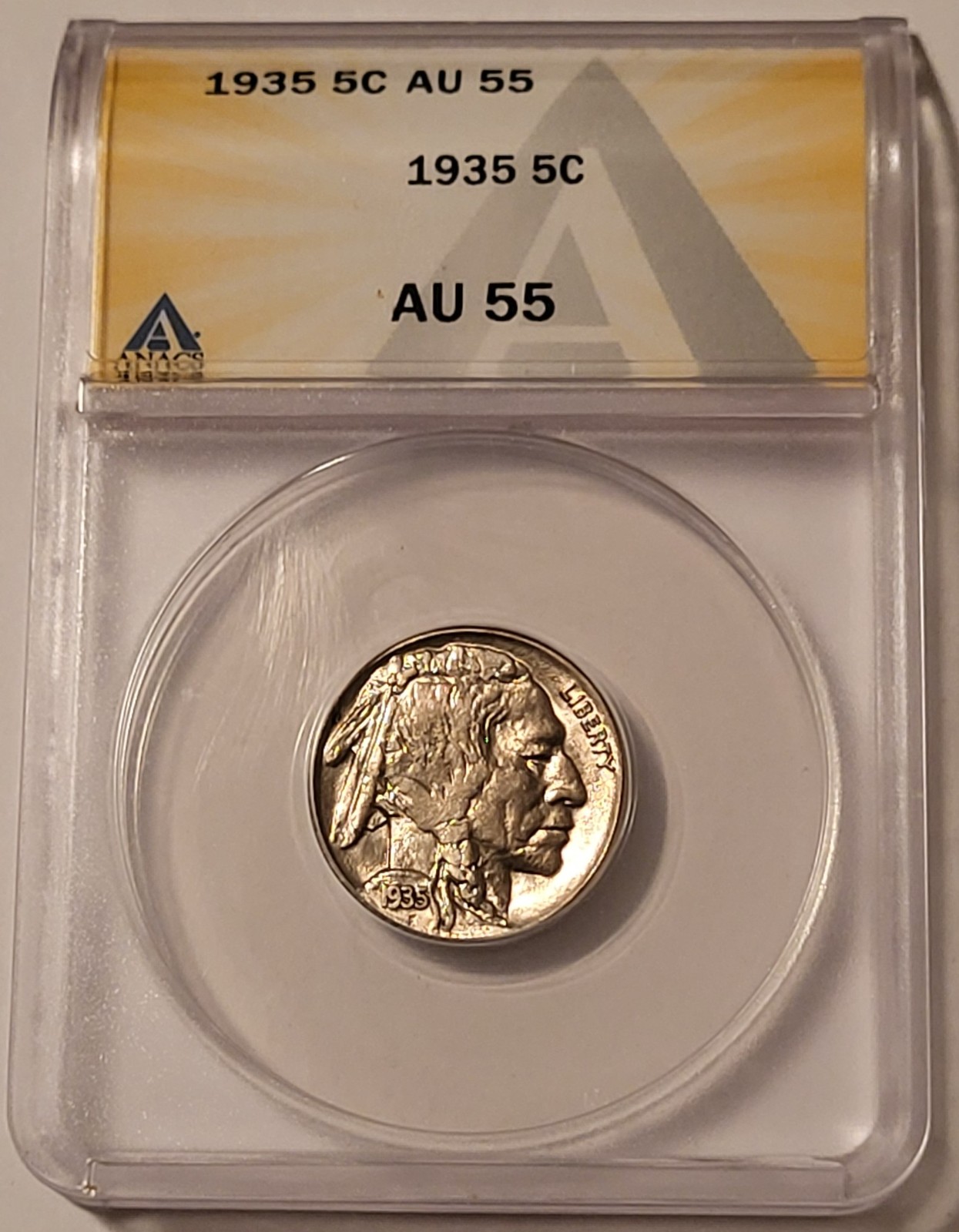 1935 Buffalo Nickel AU55 ANACS