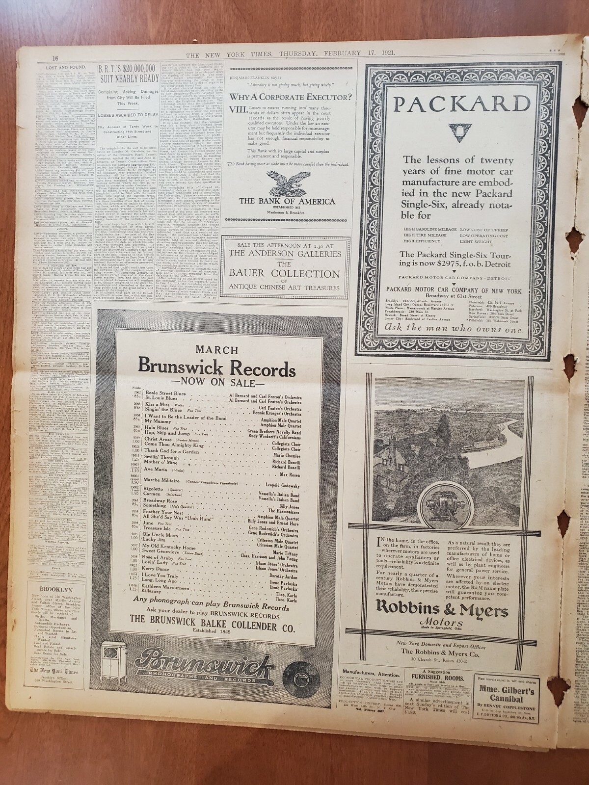 1921 FEBRUARY 17 NEW YORK TIMES - CARUSO IMPROVED; RELAPSE SEEMS REMOTE- NT 8126