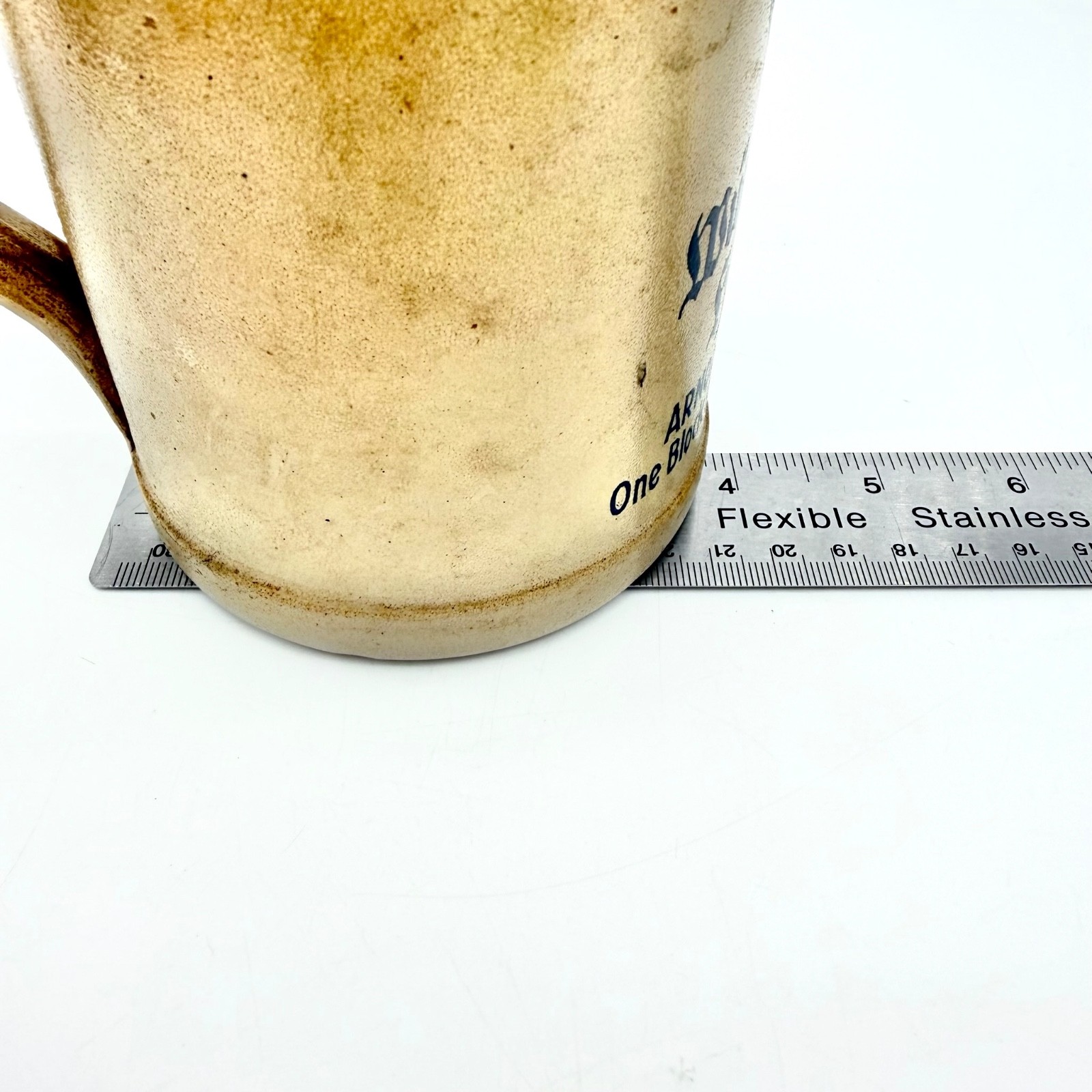 Würzburger Hofbräu Arnold's Hofbrau Beer Stein Mug Stoneware Beige Blue 0.5L