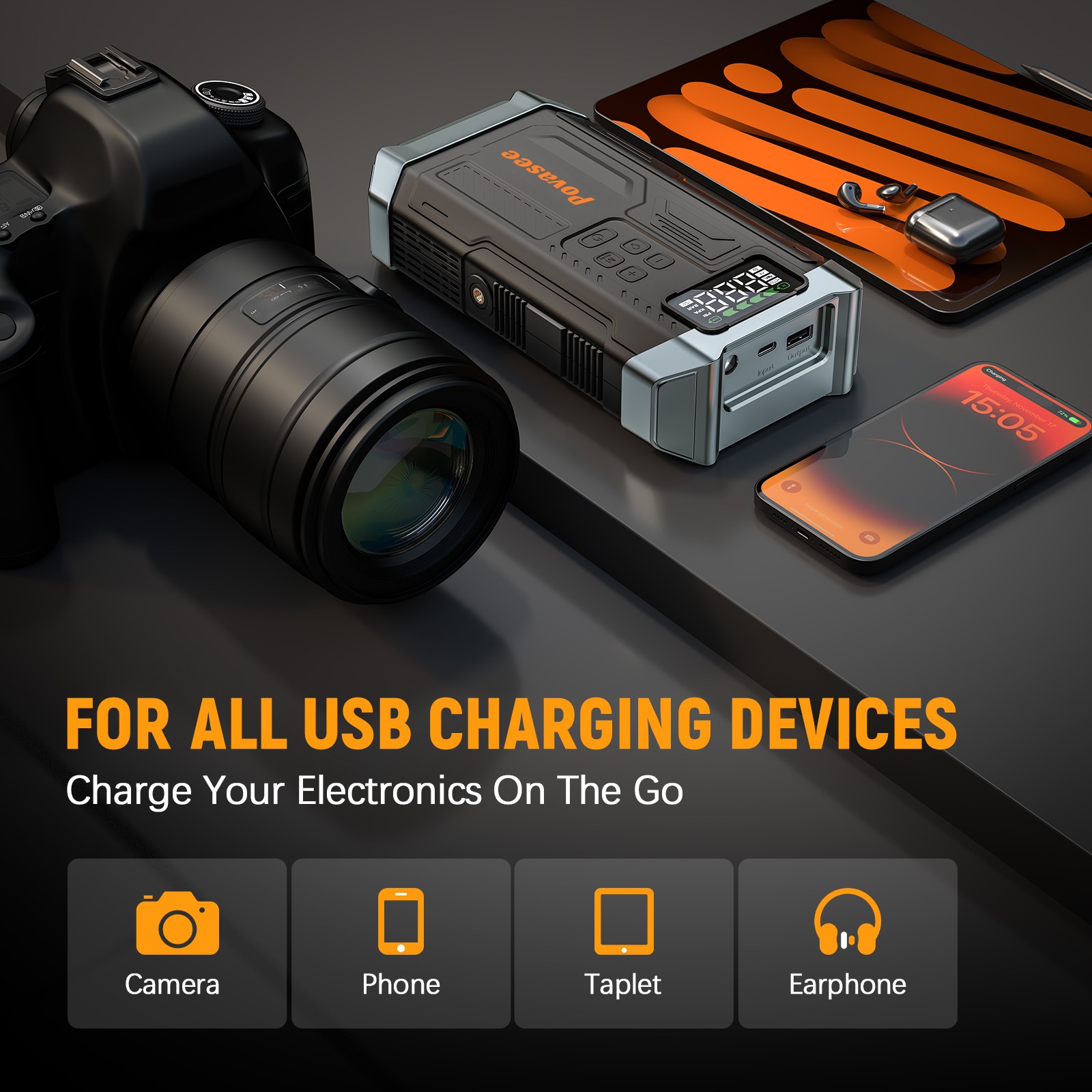 5000A Car Jump Starter with Air compressor Booster Jumper Power Bank Car Battery