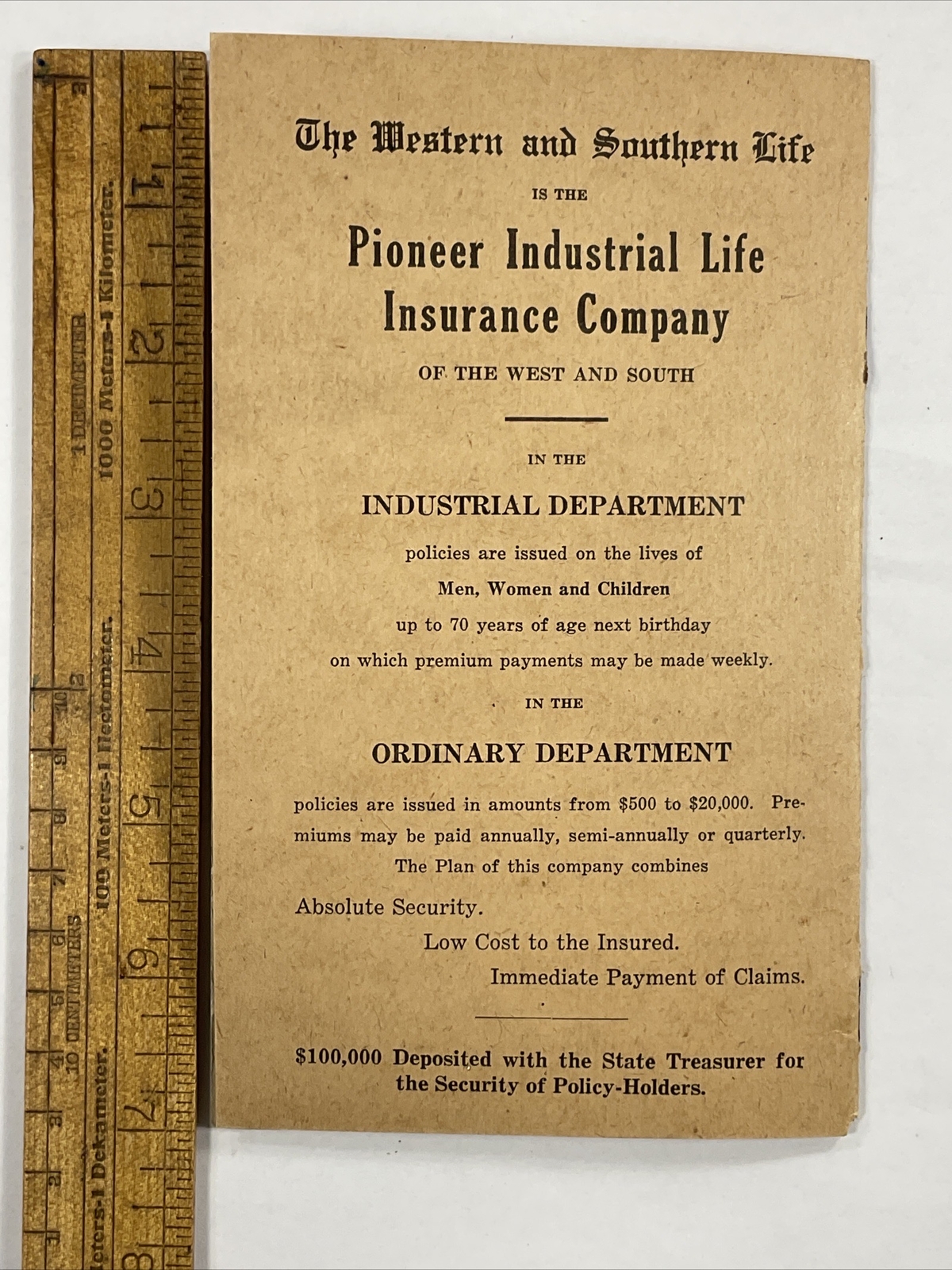 1921 Chillicothe, Ohio Frak Rays Western & Southern Insurance Receipt Book