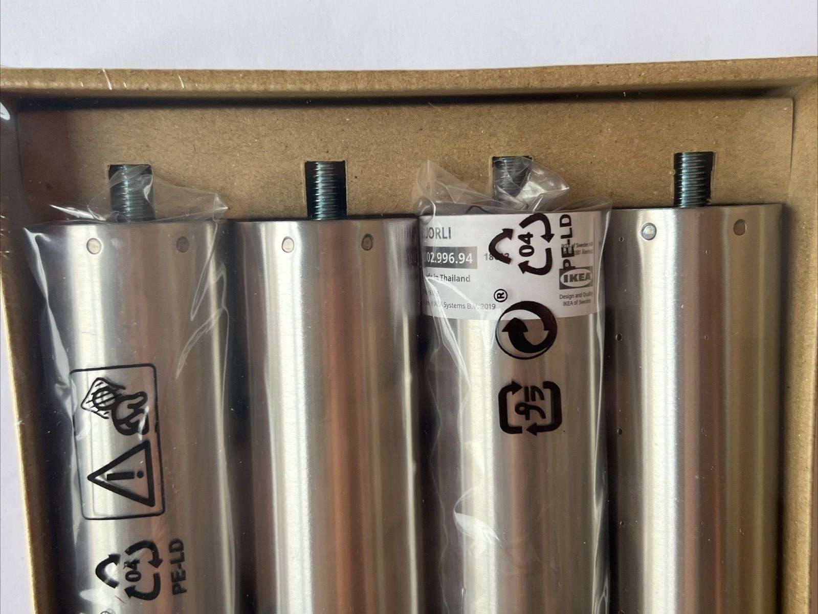 Ikea BJORLI Legs Stainless Steel - 7 7/8 " Set of 4 for Furniture 002.996.94