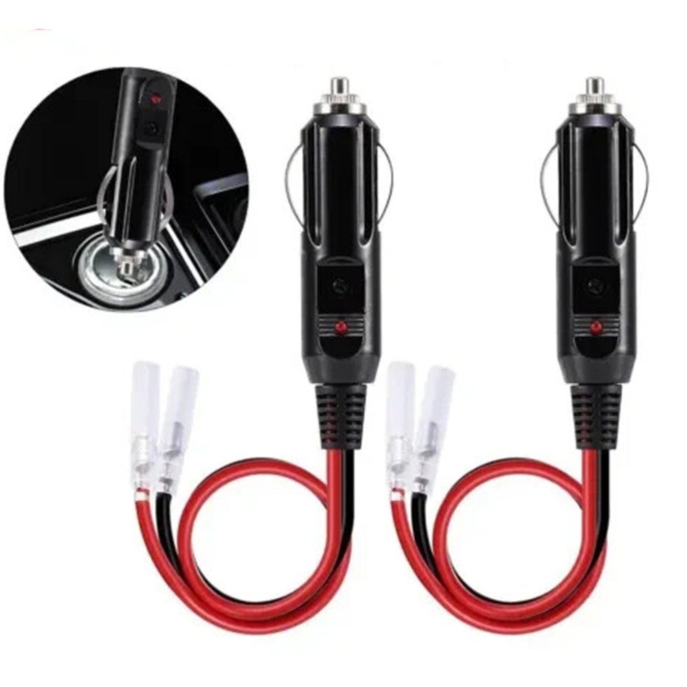 2Pcs Fused Male Car Cigarette Lighter Socket Plug Connector Cable Leads 12V~24V