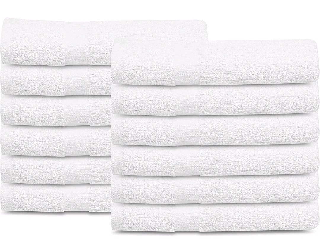 1 DOZEN 100% White Cotton  Bath Towels 20x40. for Hotel Gym Spa Salon. CLEARANCE