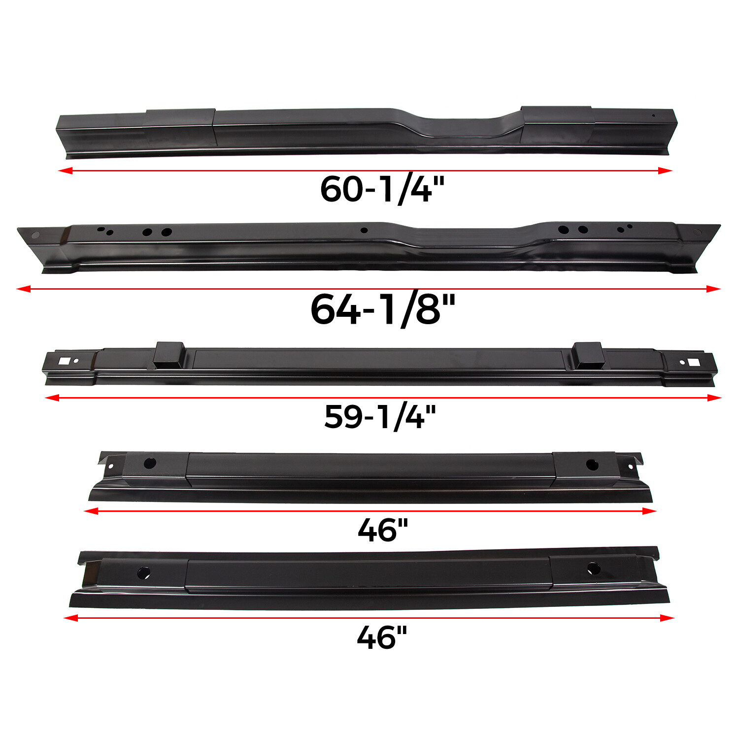 Black Truck Long Bed Rail Floor Support For Ford Super Duty F250 F350 F450 99-18