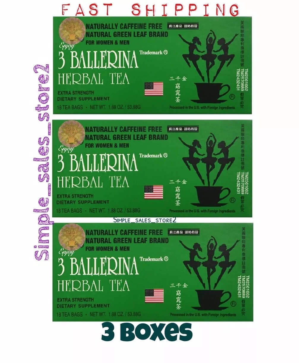 3 Boxes - 3 Ballerina Extra Strength Herbal Dieter's Tea 18-Bags