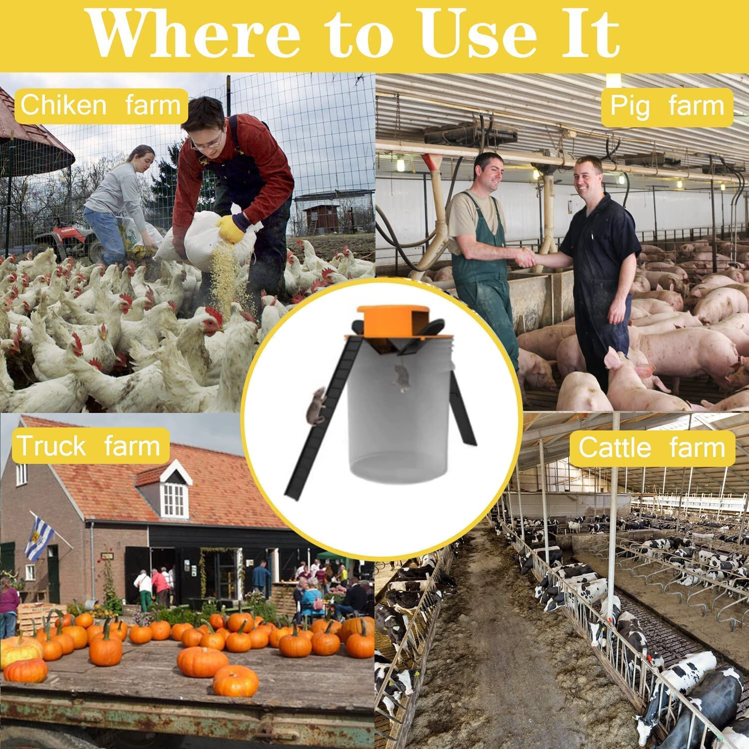 2Pack Black Slide Bucket Lid Mouse Rat Trap Bucket Mousetrap Catcher US NEW