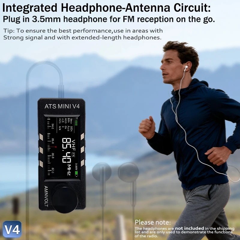 AMNVOLT V4 ATS MINI SI4732 Radio ALL Band DSP Radio FM AM SSB LSB USB Receiver