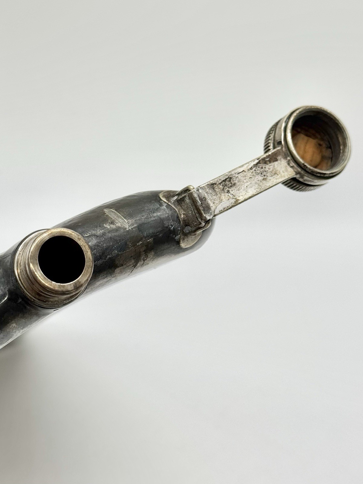 Antique E & J Bass Silver Plated Hammered Hip Flask Art Deco