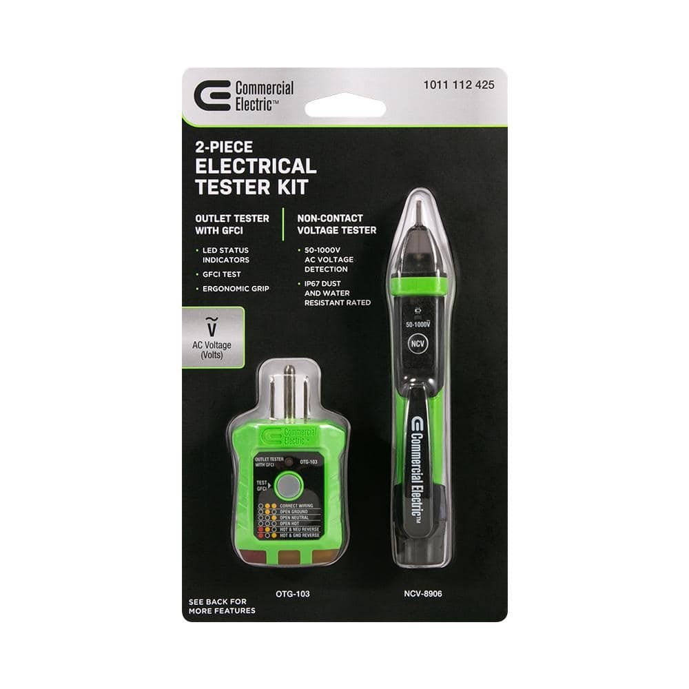 Commercial Electric Digital Non-Contact Voltage and GFCI Receptacle Tester Kit