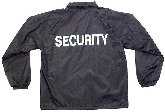 windbreaker security guard jacket with security silk screen in white