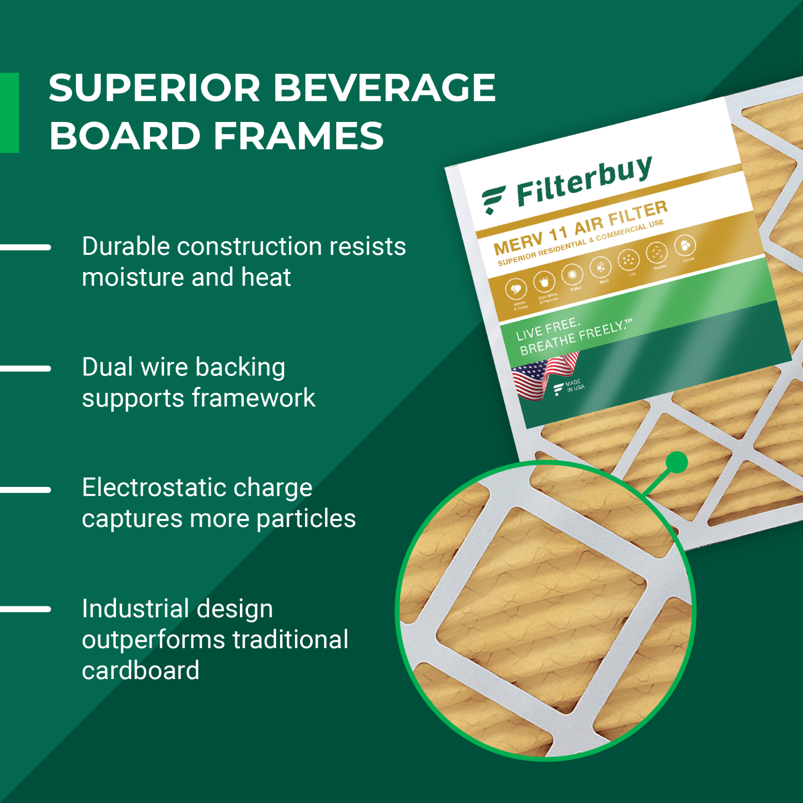 Filterbuy 20x25x5 Air Filters, AC Furnace Replacement for Honeywell (MERV 11)