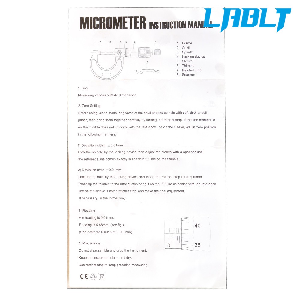LABLT Precision Outside Micrometer Set 0-6" 0.0001" Carbide Standards 6Pcs Set
