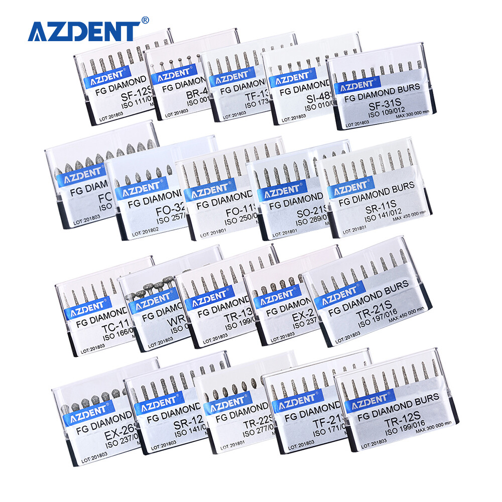 AZDENT Dental Super Coarse Diamond Burs Drills FG For High Speed Handpiece