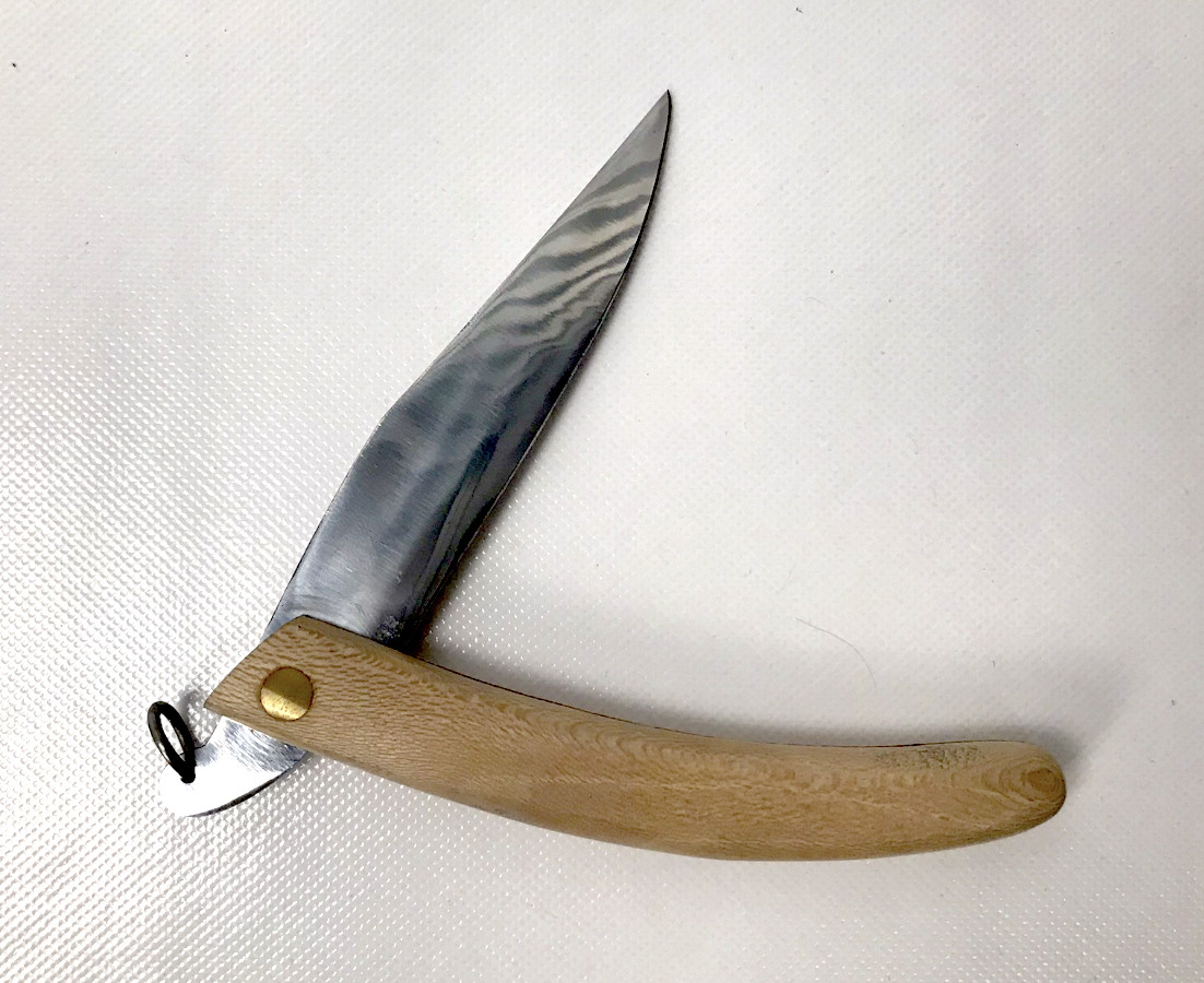 Friction Folding Knife with Wood Handle and Ring