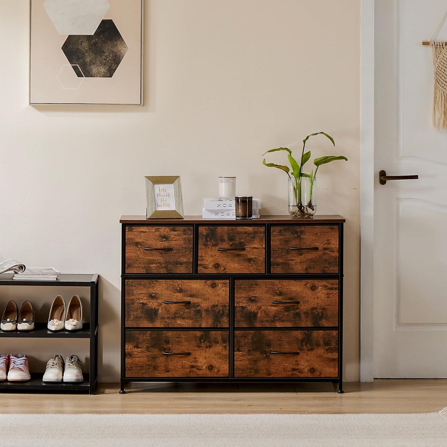 7 Drawers Dresser Metal Frame Clothes Drawer Fabric Closet Organizer for Bedroom