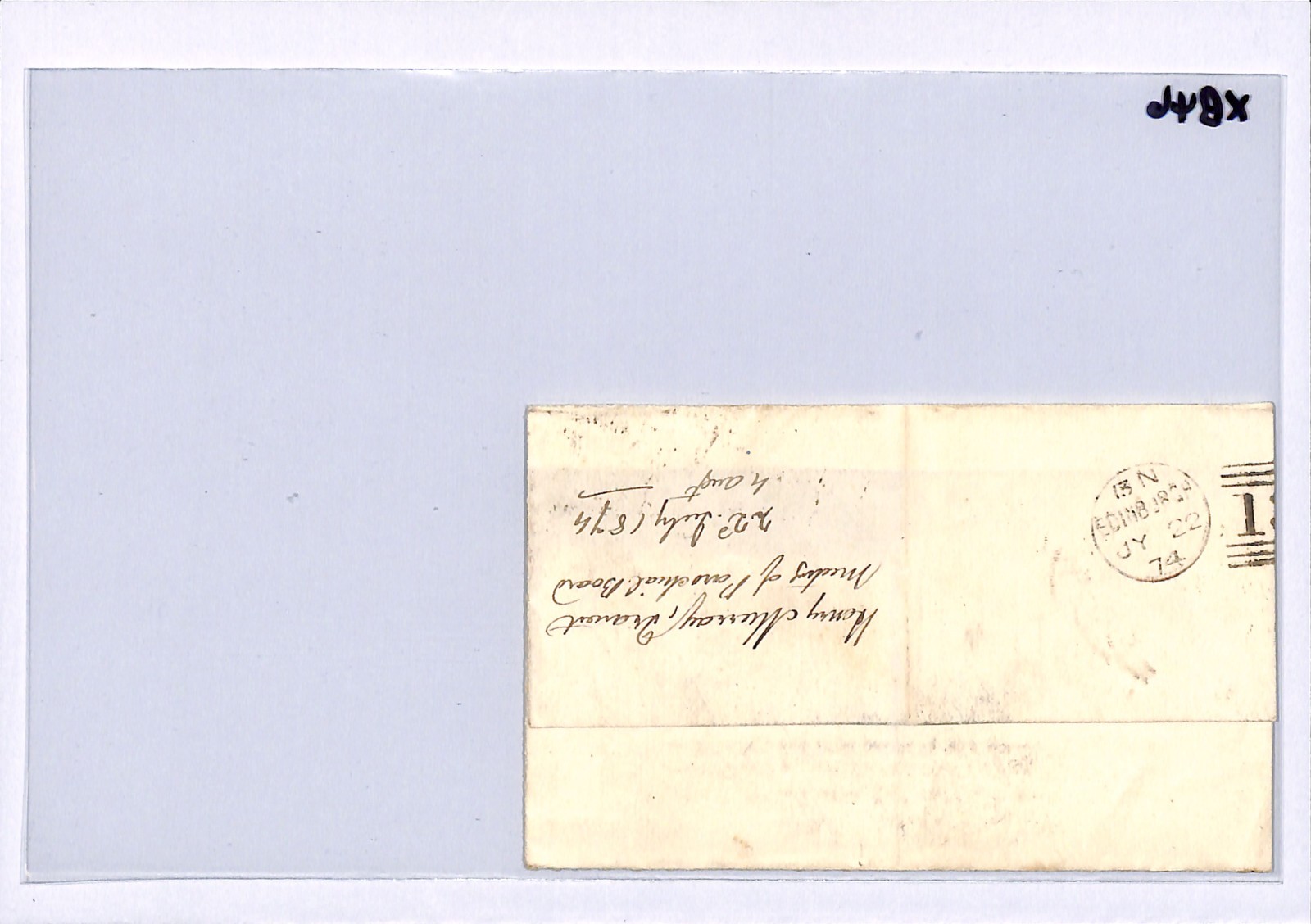 GB QV BANTAM ½d Plate 10 (JS) Cover *TRANENT* Haddington 1874 Edin Scotland XB46