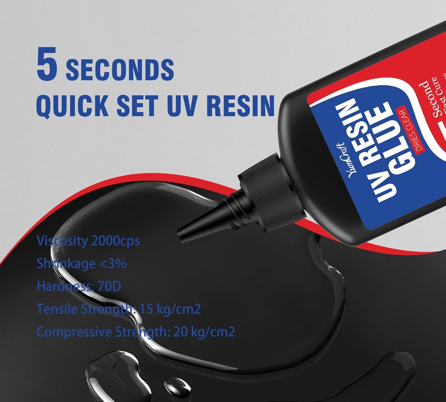 UV Resin Kit with Light 60g UV Glue with Rechargeable Light 5 Second Fast Cur...