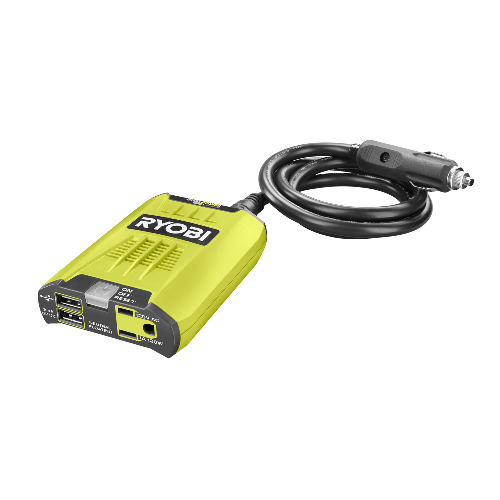NEW RYOBI 18V 120-Watt 12V Automotive Power Inverter with Dual USB Ports RYi120A