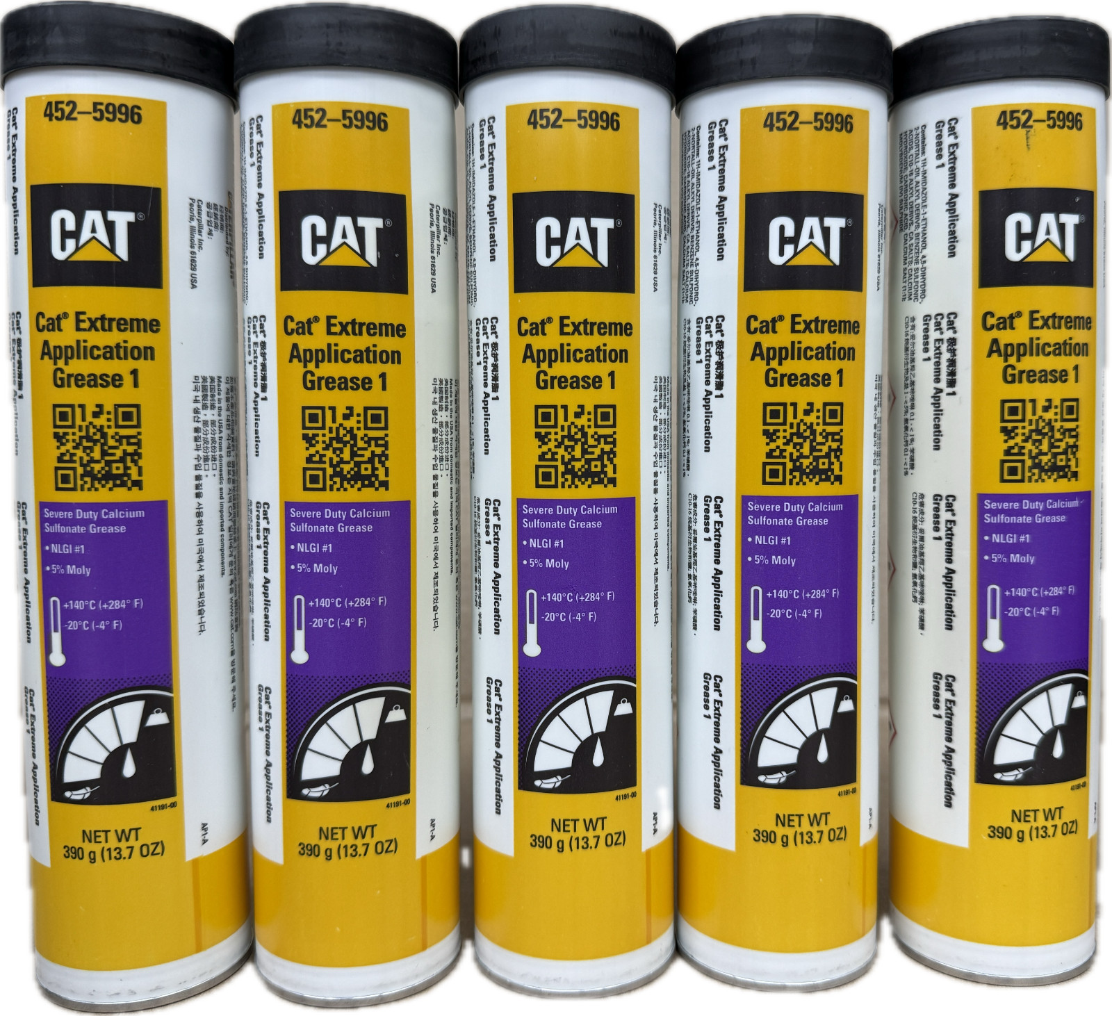 Cat Extreme Application Grease 1 - 5x14oz 452-5996 5% Moly EP1 Calcium Sulfonate
