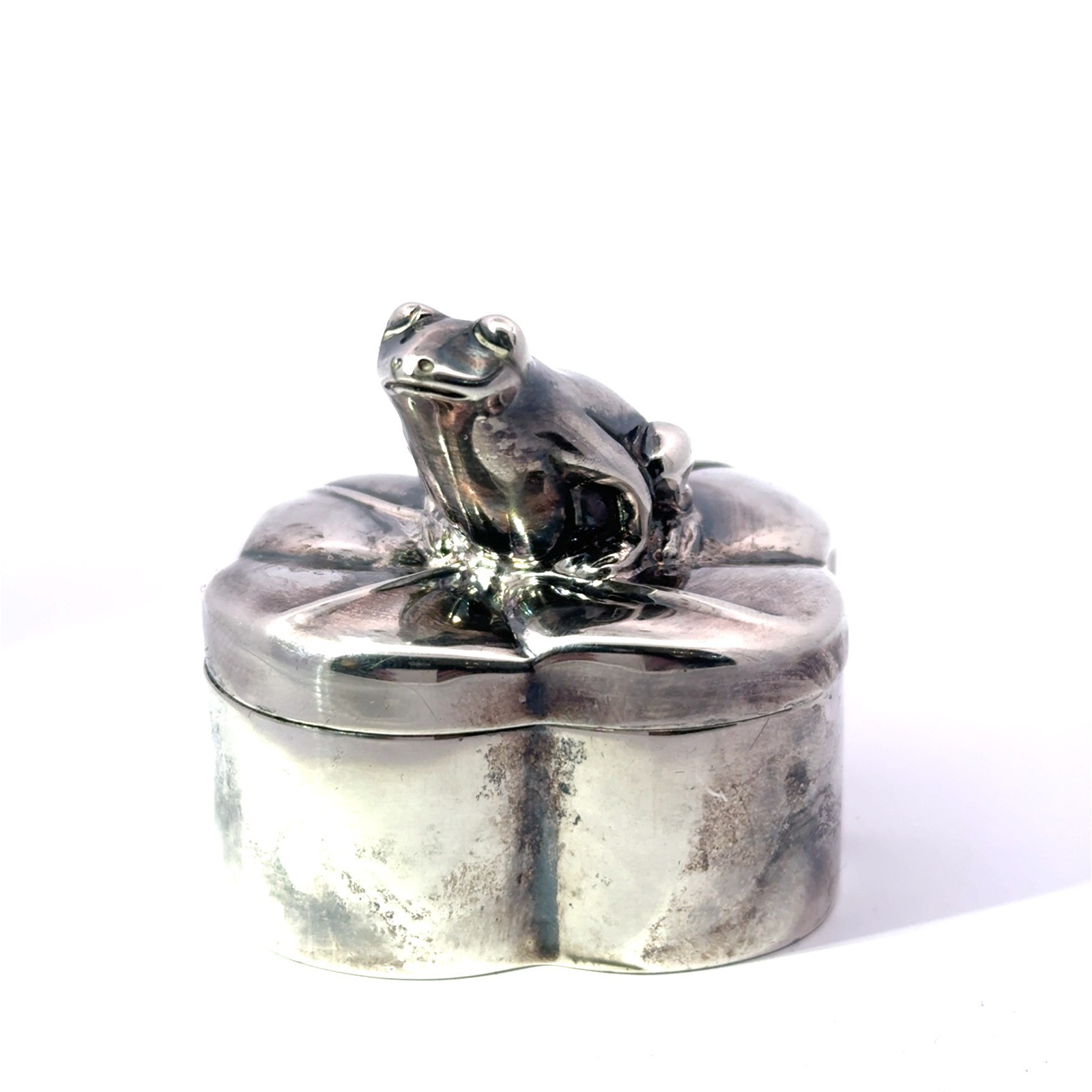 Tiffany & Co. Sterling Silver 925 Frog on Lily Pad Pill Box