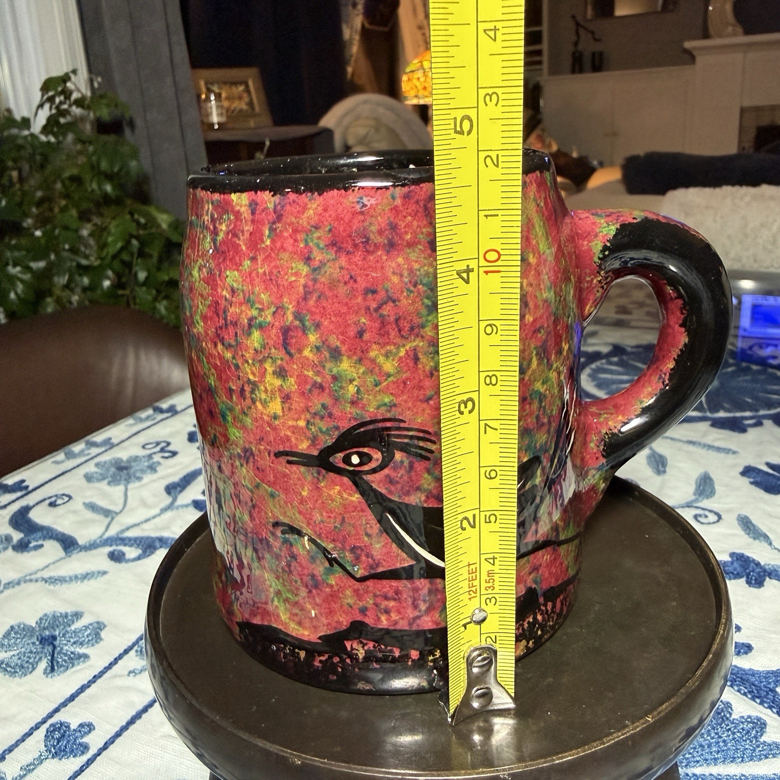 Signed Mana Pottery Coffee Cup Mug Road Runner Vase Bird San Pedro Arizona VTG