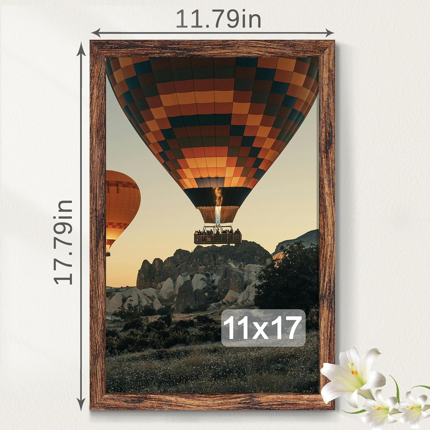 11X17 Picture Frame Brown, Classic Poster Frame for Horizontal or Vertical Wall