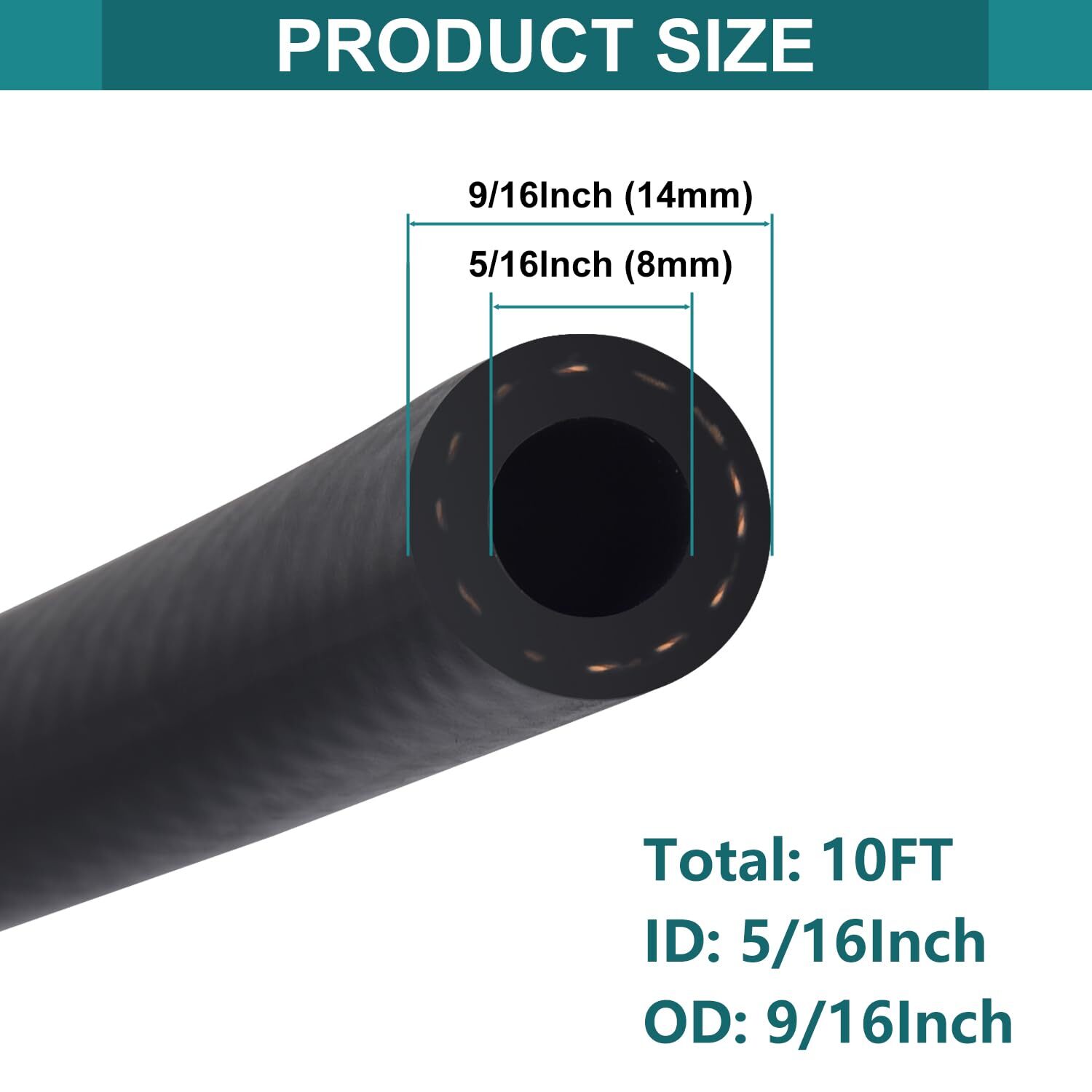 5/16 Inch ID Fuel Line Hose - 10FT Marine Grade Fuel Line with 10PCS Hose Clamps