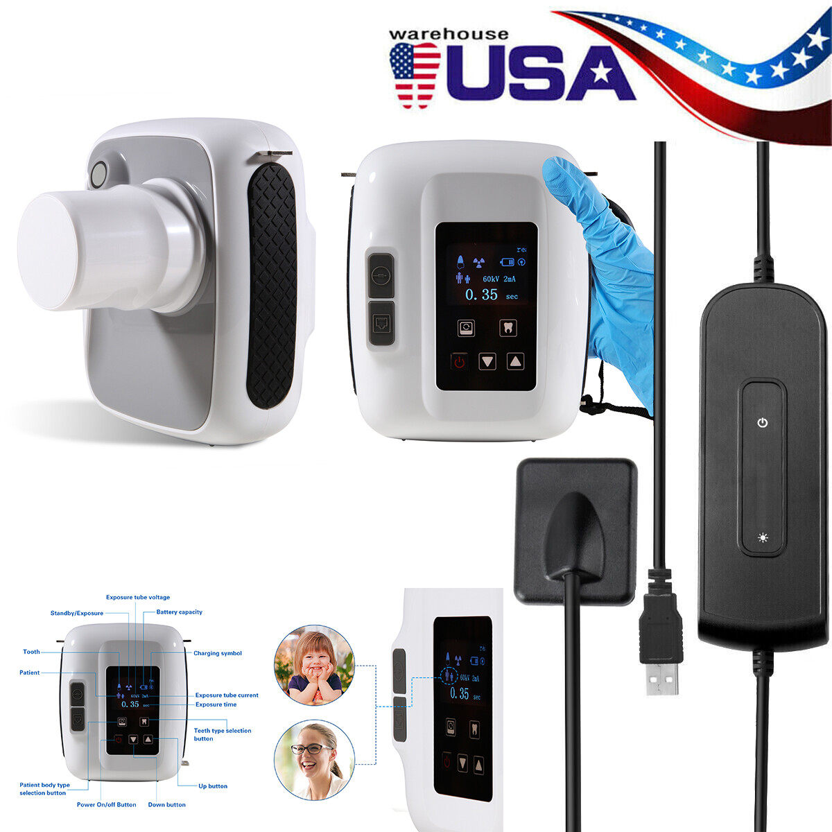 X-Ray Machine Unit + Dental Digital Imaging System RVG XRay Sensor Size 1.5