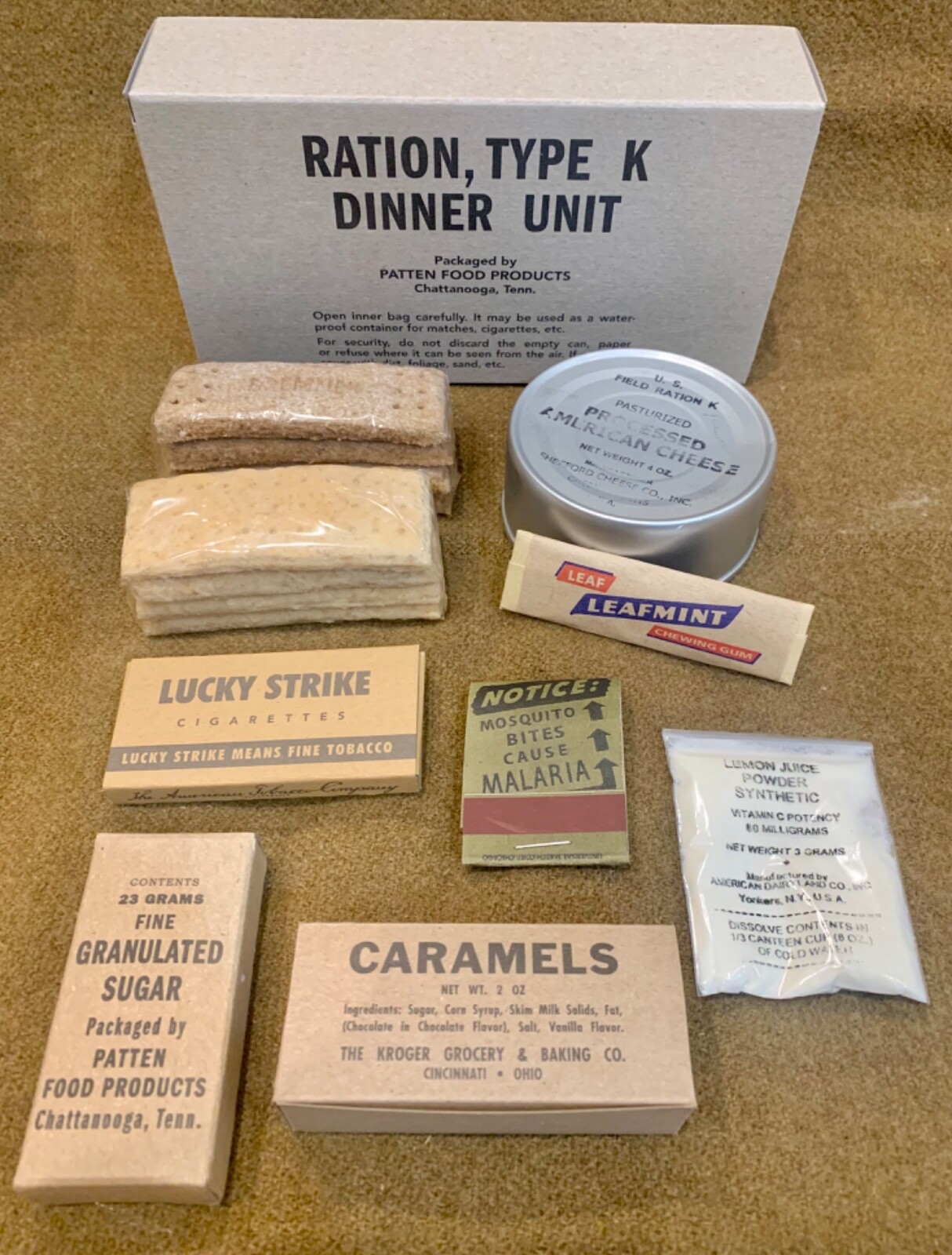 Early-Mid War Fully Edible WWII Reproduction K Ration Breakfast Dinner Or Supper