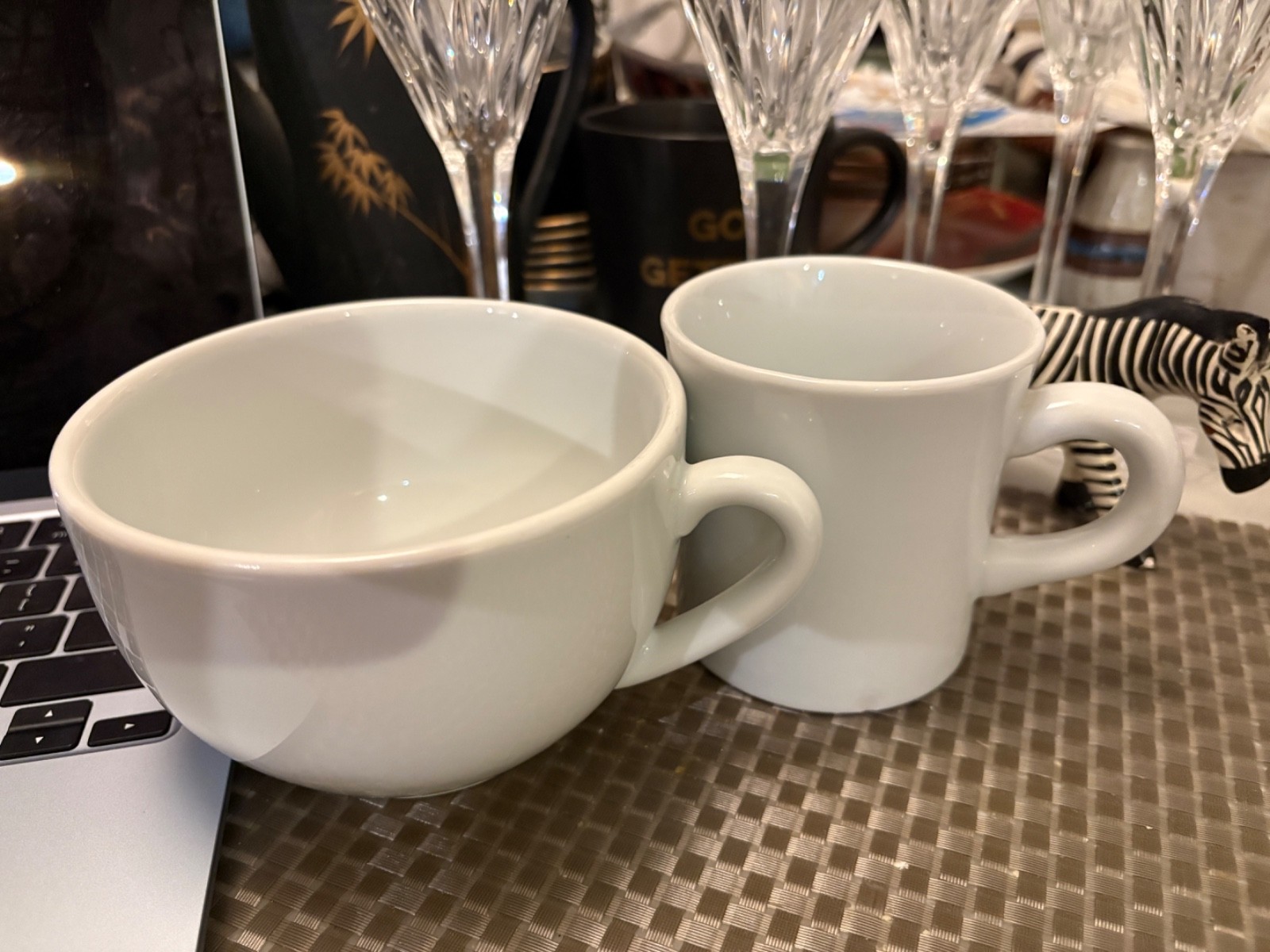 2 Apilco All White Porcelain Extra Large Cups Opera? Excellent Condition