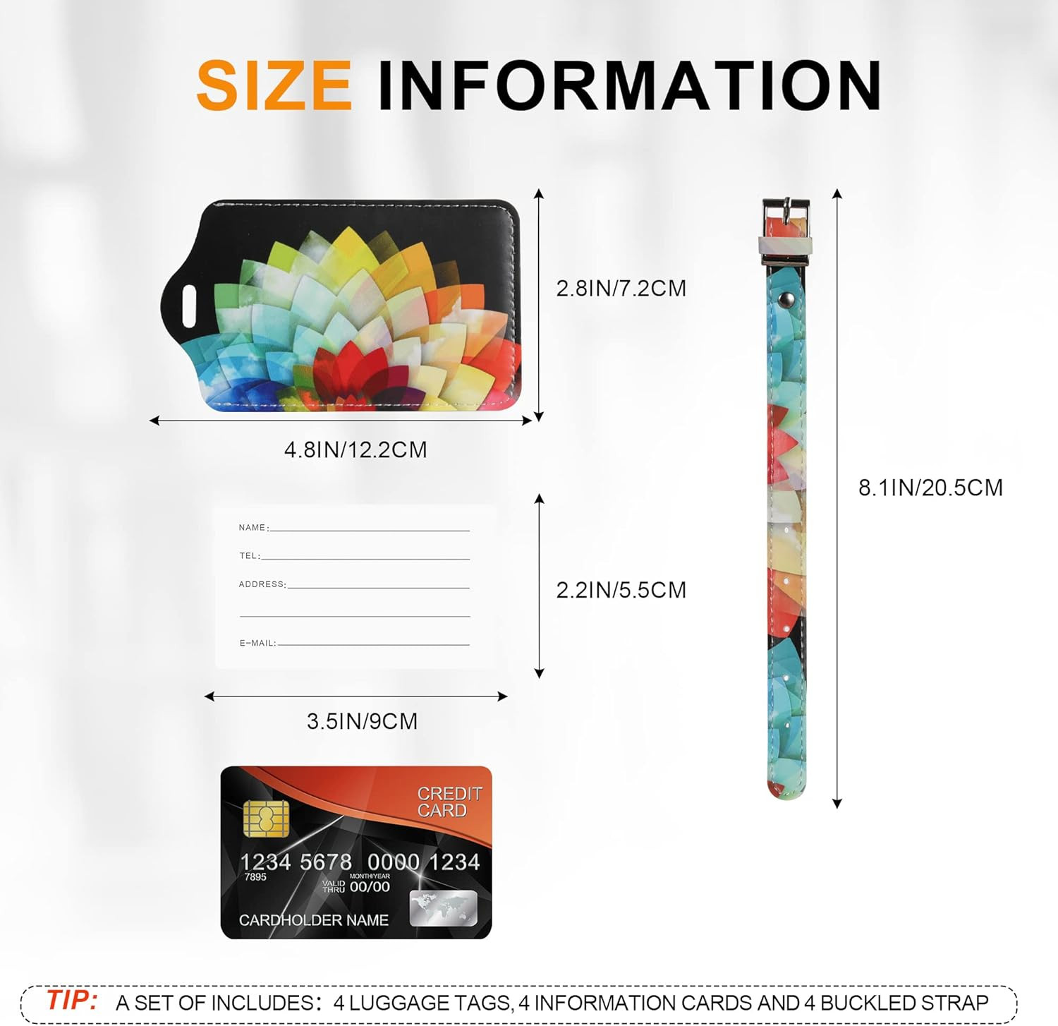 4 Pack Luggage Tag for Suitcases TSA Approved, Leather Suitcase Tags Identifiers